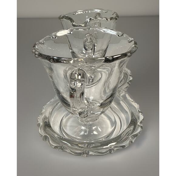 Vintage Fostoria Clear Glass Century Pattern Creamer & Sugar Set With Tray - Picture 2 of 4